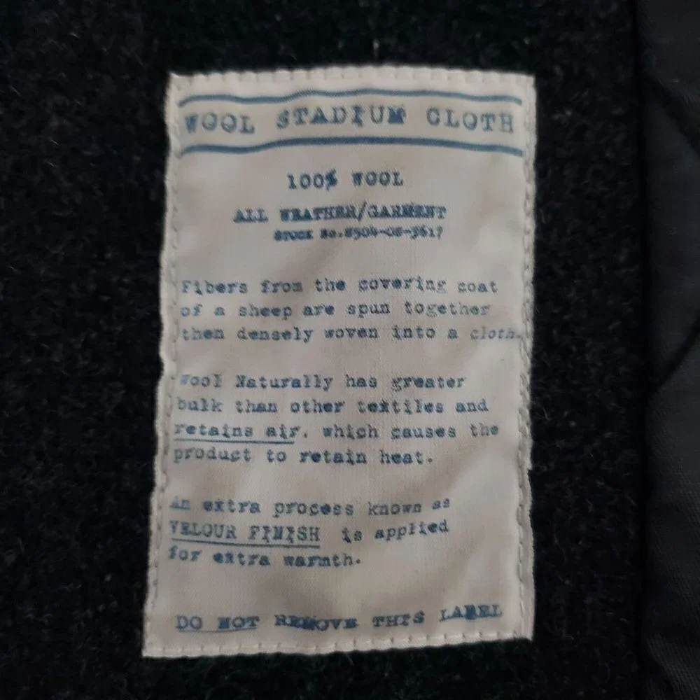 J Crew University Jacket Stadium Cloth Wool Black Coat Mens XL